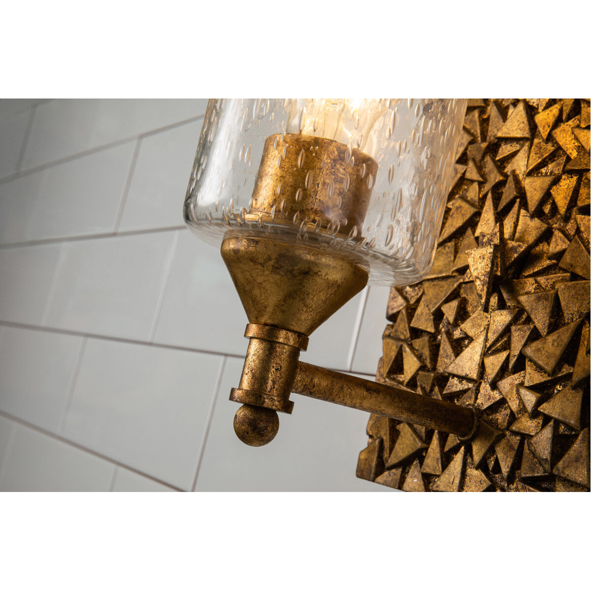 Mosaic 1 Light 6 inch Gold Bath Light Wall Light in Gold Leaf with Antique